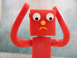 Frustrated red cartoon person