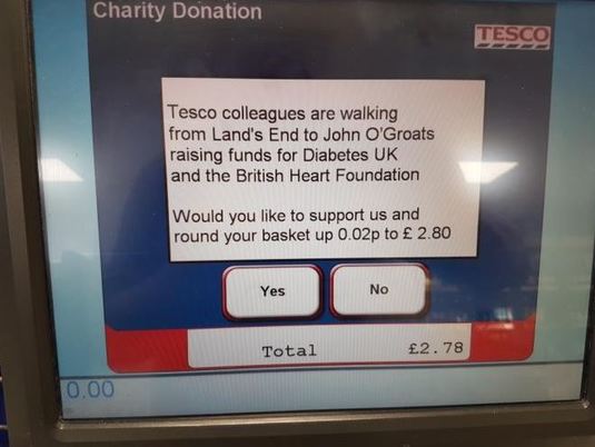 Tesco checkout fundraising message