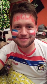 Me at World Cup 2014 with England and Costa Rica facepaint