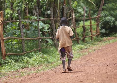 African child walking to school