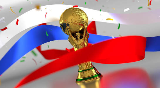 World Cup trophy with Russian ribbons