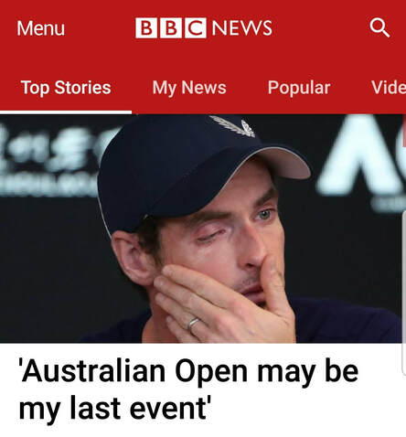 BBC News story showing Andy Murray crying
