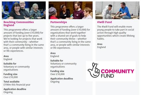Screenshot of National Lottery Community Fund programmes